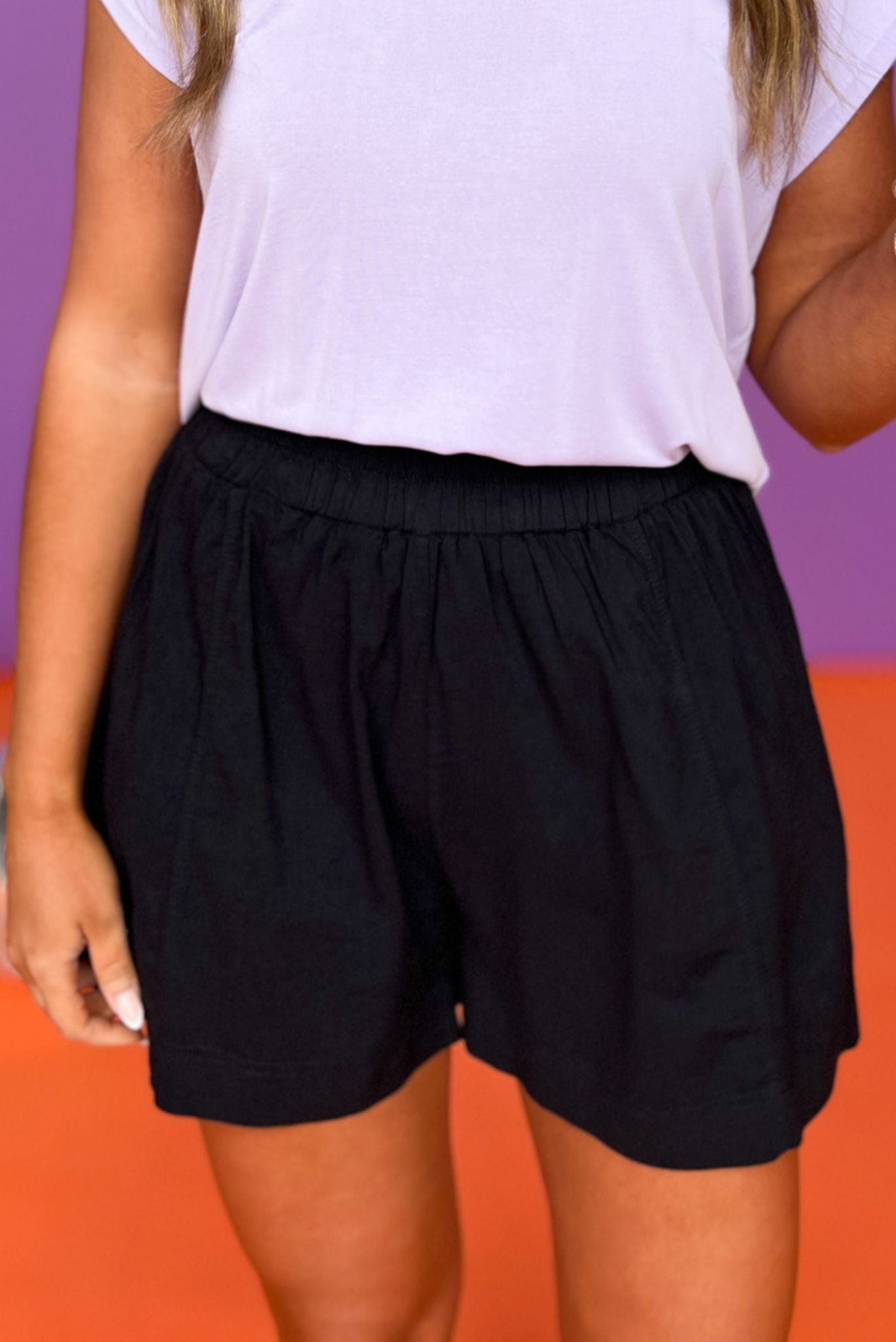 Black Seam Detail High Elastic Waist Shorts *FINAL SALE*, Saturday steal, must have shorts, elevated shorts, spring fashion, spring shorts, mom style, summer fashion, shop style your senses by Mallory Fitzsimmons, ssys by Mallory Fitzsimmons  Edit alt text