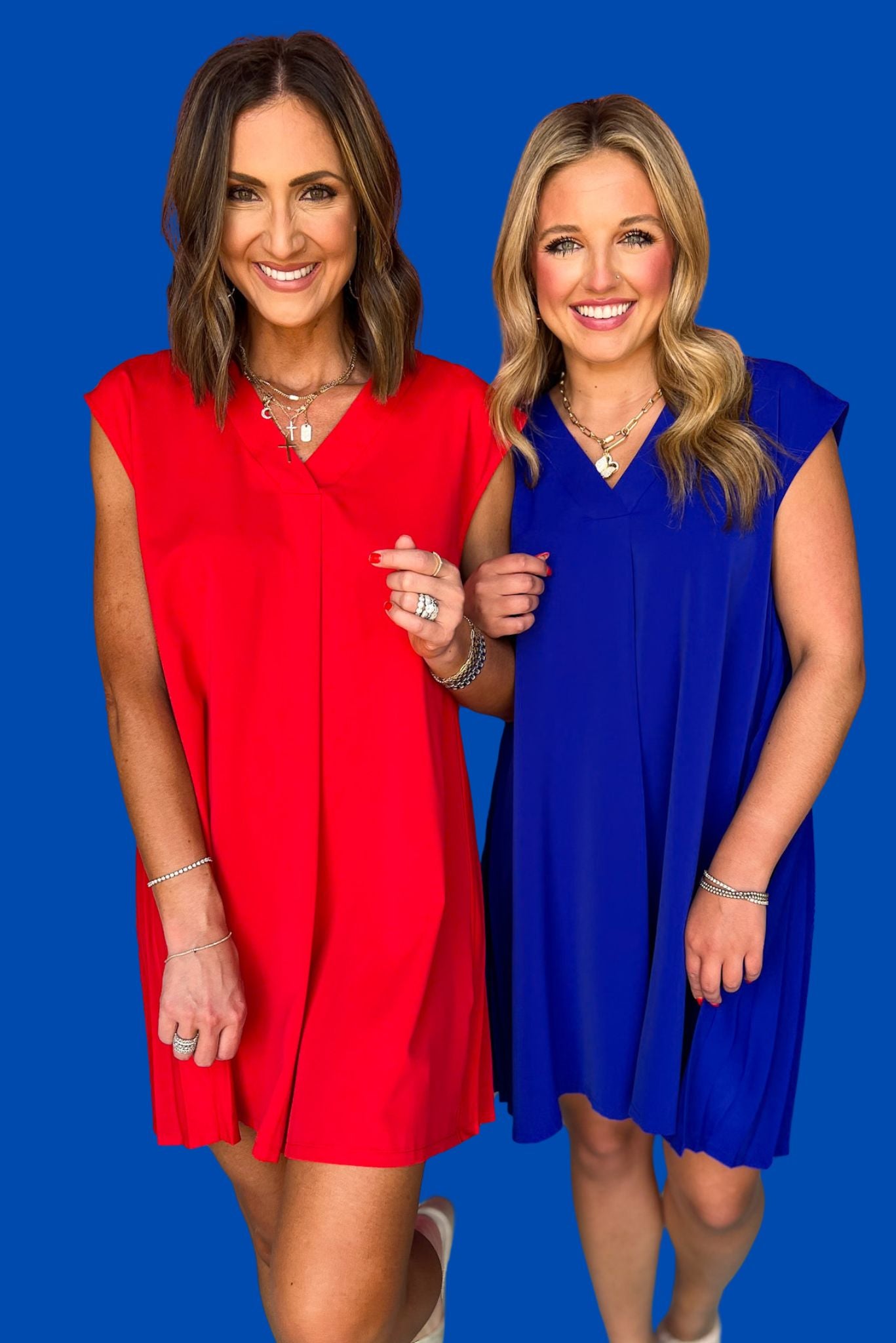 Royal Blue V Neck Back Accordion Pleat Detail Dress, dress, v neck dress, pleated detail dress, red dress, red v neck dress, red pleated detail dress, must have dress, elevated dress, elevated style, summer dress, summer style, Shop Style Your Senses by Mallory Fitzsimmons, SSYS by Mallory Fitzsimmons