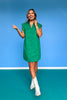 SSYS Scottie Green Poplin Cap Sleeve Button Down Dress