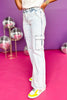 Risen Blue Light Wash High Rise Wide Leg Cargo Jeans, must have jeans, must have style, must have comfortable style, spring fashion, spring style, street style, mom style, elevated comfortable, elevated style, shop style your senses by mallory fitzsimmons