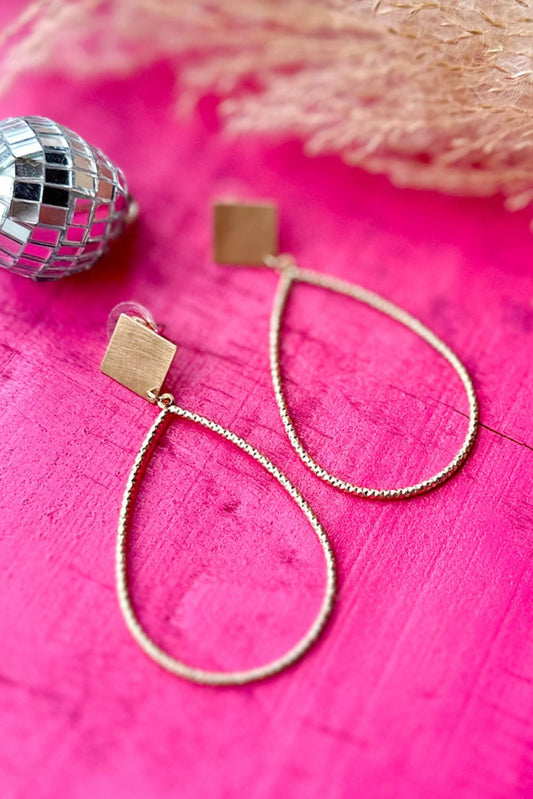 Gold Rhombus Shape Teardrop Earrings, accessory, earrings, must have earrings, must have style, elevated earrings, shop style your senses by mallory fitzsimmons