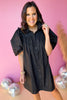 Black Poplin Collared Button Down Frill Puff Sleeve Dress, Western dress, western style, rodeo style, concert style, must have concert, must have style, elevated dress, elevated style, spring style, must have spring dress, mom style, shop style your senses by Mallory Fitzsimmons, says by Mallory Fitzsimmons