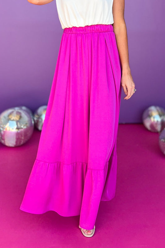 Orchid Elastic Waist Tiered Maxi Skirt, date night skirt, elevated skirt, cocktail skirt, cocktail attire, elevated attire, mom style, fancy style, ssys by mallory fitzsimmons, shop style your senses by mallory fitzsimmons