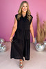 Black Textured Collared Button Down Sleeveless Midi Dress, must have dress, must have style, concert style, spring fashion, elevated style, elevated dress, mom style, shop style your senses by mallory fitzsimmons, ssys by mallory fitzsimmons