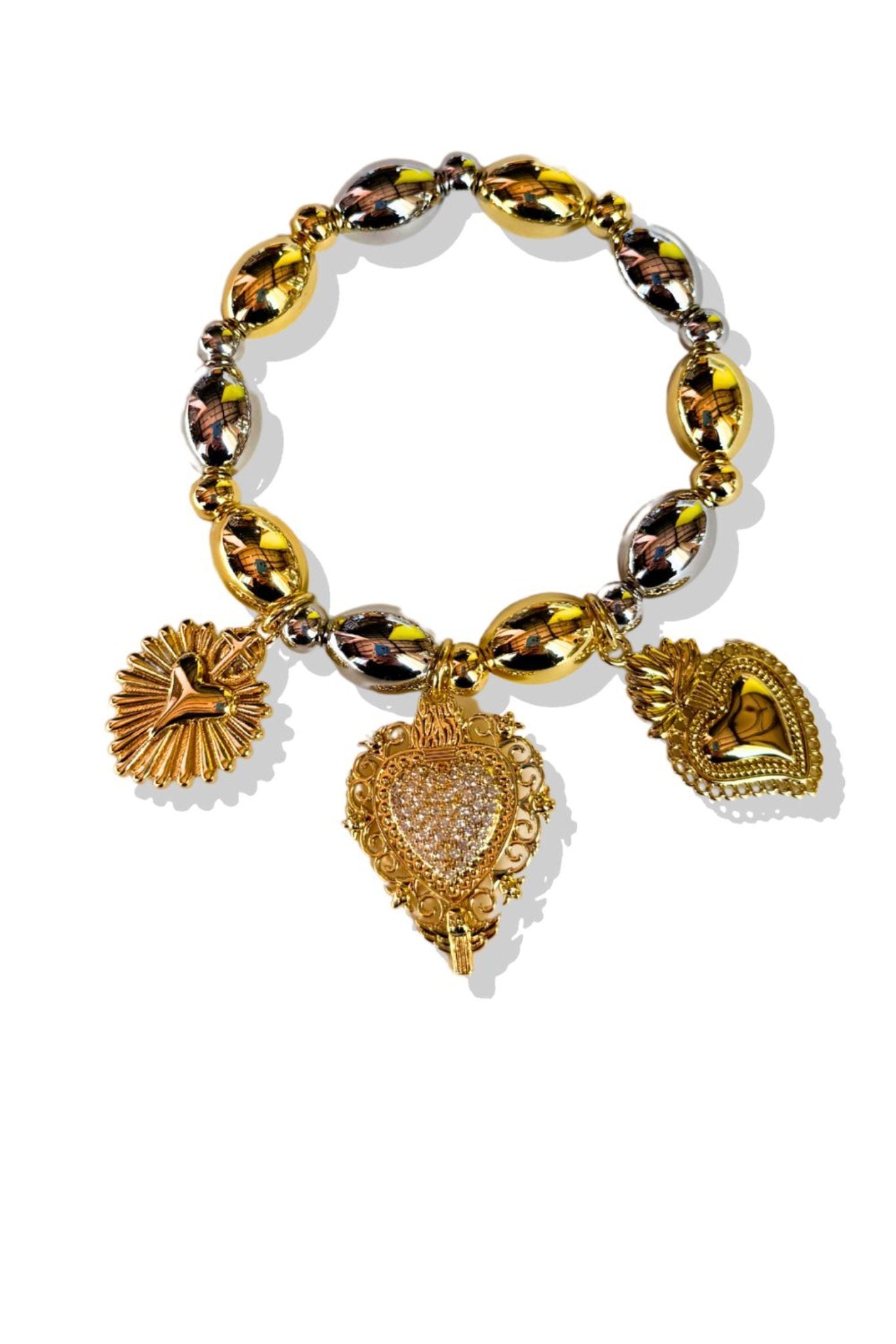 Gold Two Tone Charm Bracelet