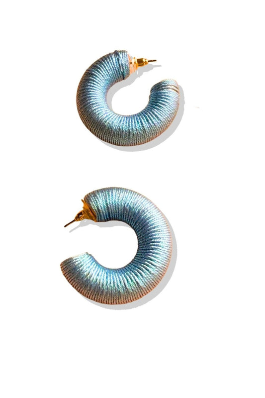 Blue Thread Hoop Earrings *FINAL SALE*