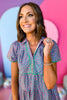 Green Floral Printed V Neck Contrast Piping Button Front Dress, must have dress, must have style, brunch style, spring fashion, elevated style, elevated dress, mom style, shop style your senses by mallory fitzsimmons, ssys by mallory fitzsimmons