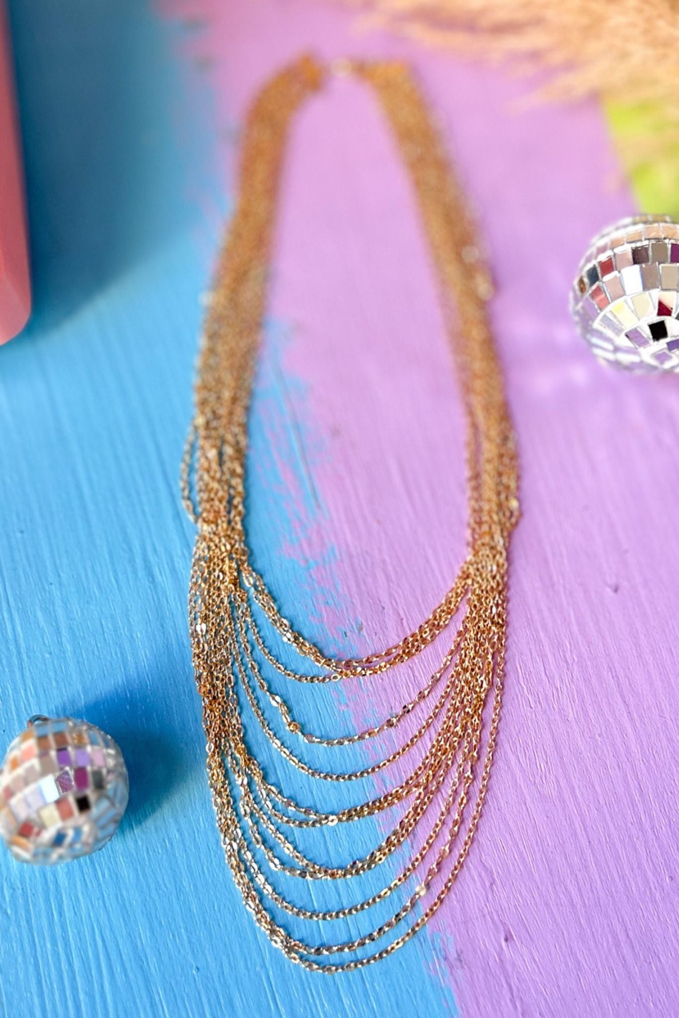 Gold Metal Chain Multi Layered Bib Necklace, accessory, necklace, elevated necklace, shop style your senses by mallory fitzsimmons