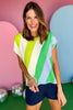 Green Multi Stripe Round Neck Drop Shoulder Short Sleeve Knit Top, striped, top, color block top, must have top, must have style, summer style, spring fashion, elevated style, elevated top, mom style, shop style your senses by mallory fitzsimmons, ssys by mallory fitzsimmons  Edit alt text