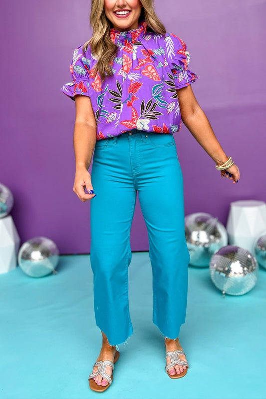 Teal High Rise Flare Cropped Denim Pants *Final Sale*, must have pants, must have style, street style, spring style, spring fashion, spring pants, elevated style, elevated pants, mom style, shop style your senses by mallory fitzsimmons, says by Mallory Fitzsimmons