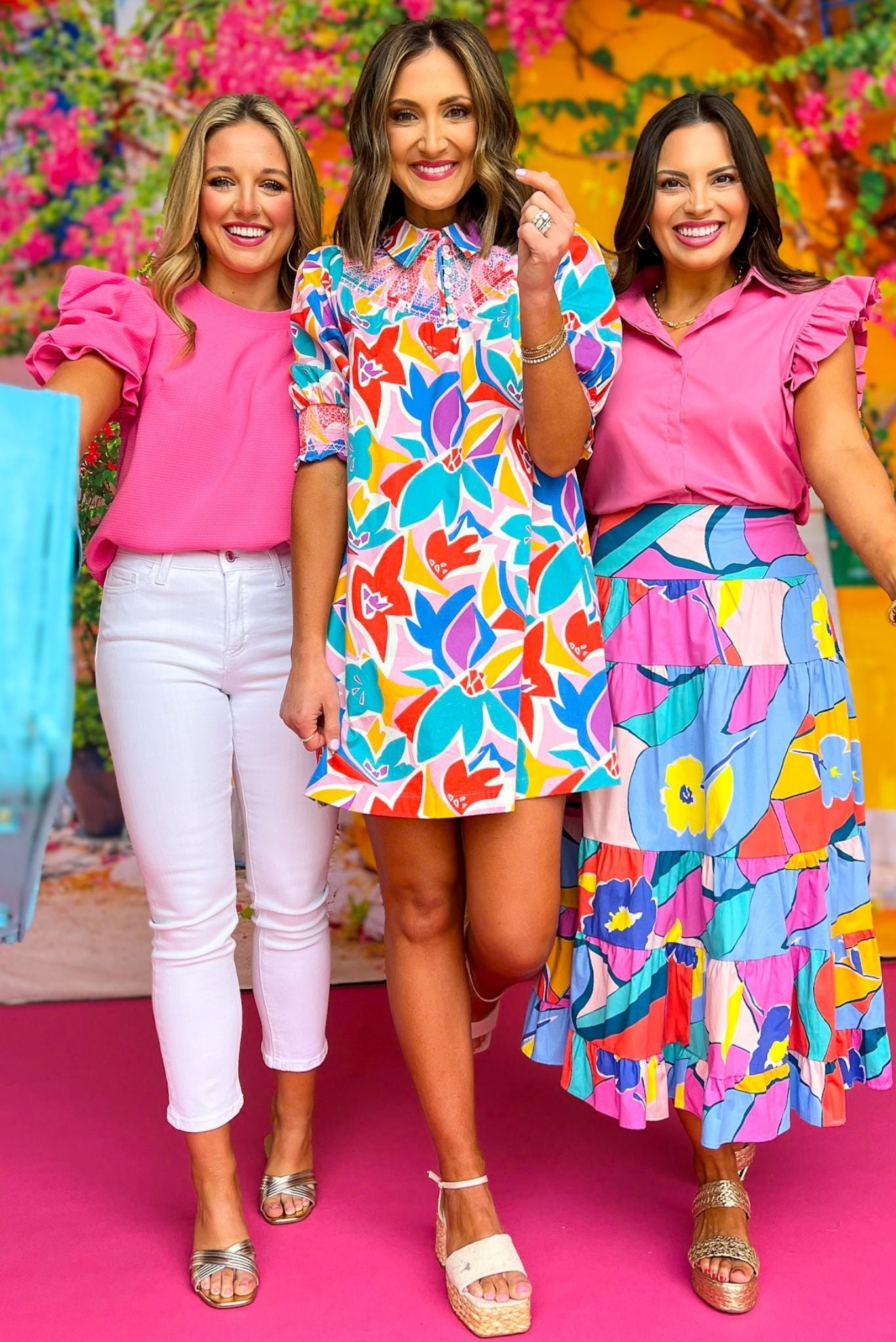 Blue Multi Print Poplin Tiered Maxi Skirt, printed skirt, tropical skirt, elevated skirt, bright skirt, must have skirt, must have print, mom style, spring style, summer style, ssys by Mallory Fitzsimmons  Edit alt text