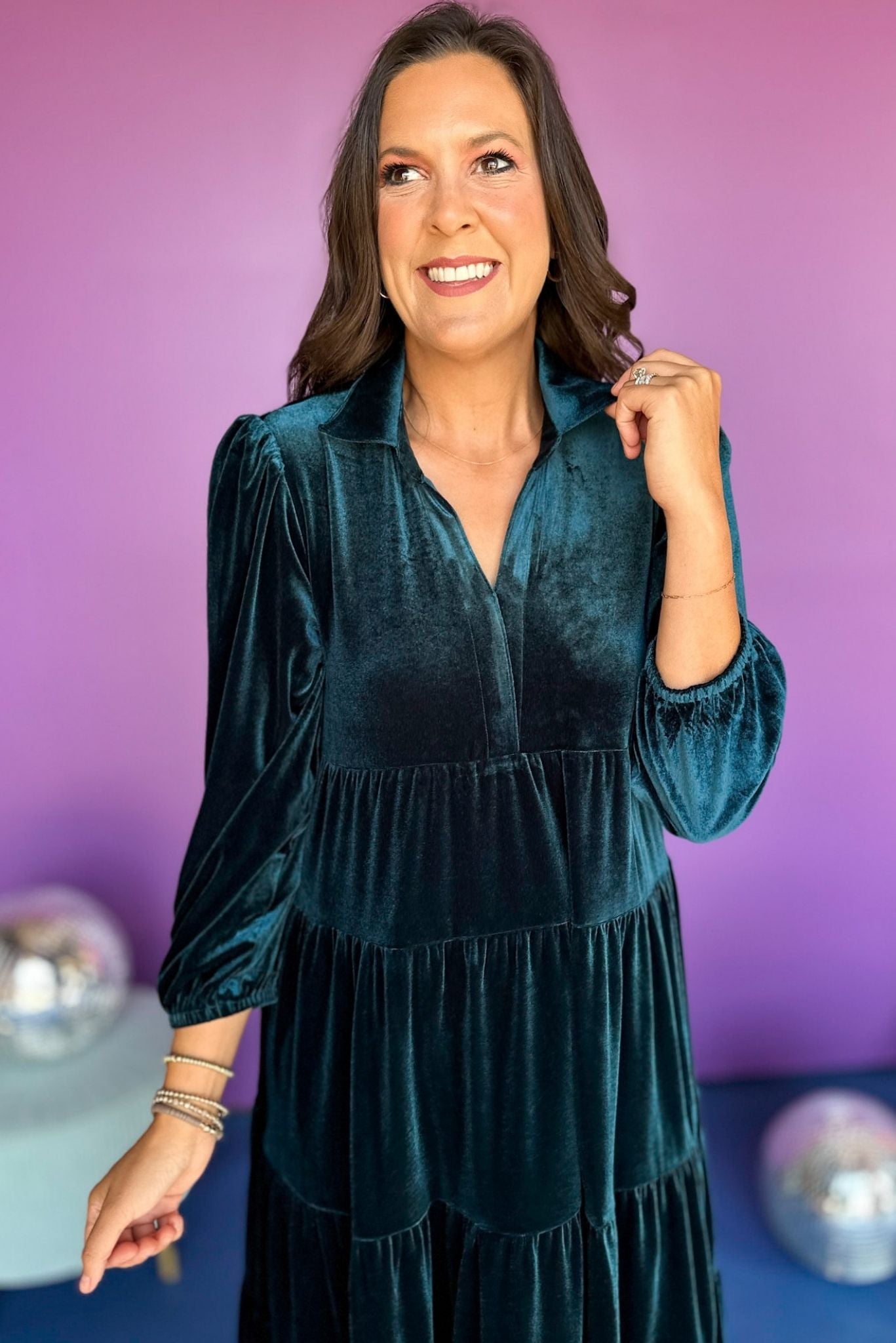 SSYS The Lillian Dress In Hunter Velvet, SSYS the label, ssys dress, must have dress, must have print, must have style, elevated style, elevated dress, mom style, shop style your senses by mallory fitzsimmons