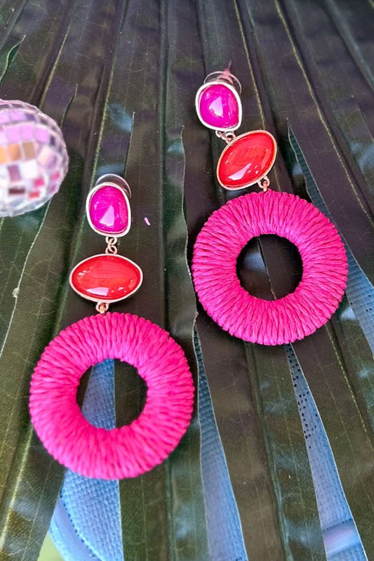 Fuchsia Beaded Dangle Earrings, accessory, earrings, must have earrings, spring accessory, summer accessory, shop style your senses by mallory fitzsimmons, ssys by mallory fitzsimmons