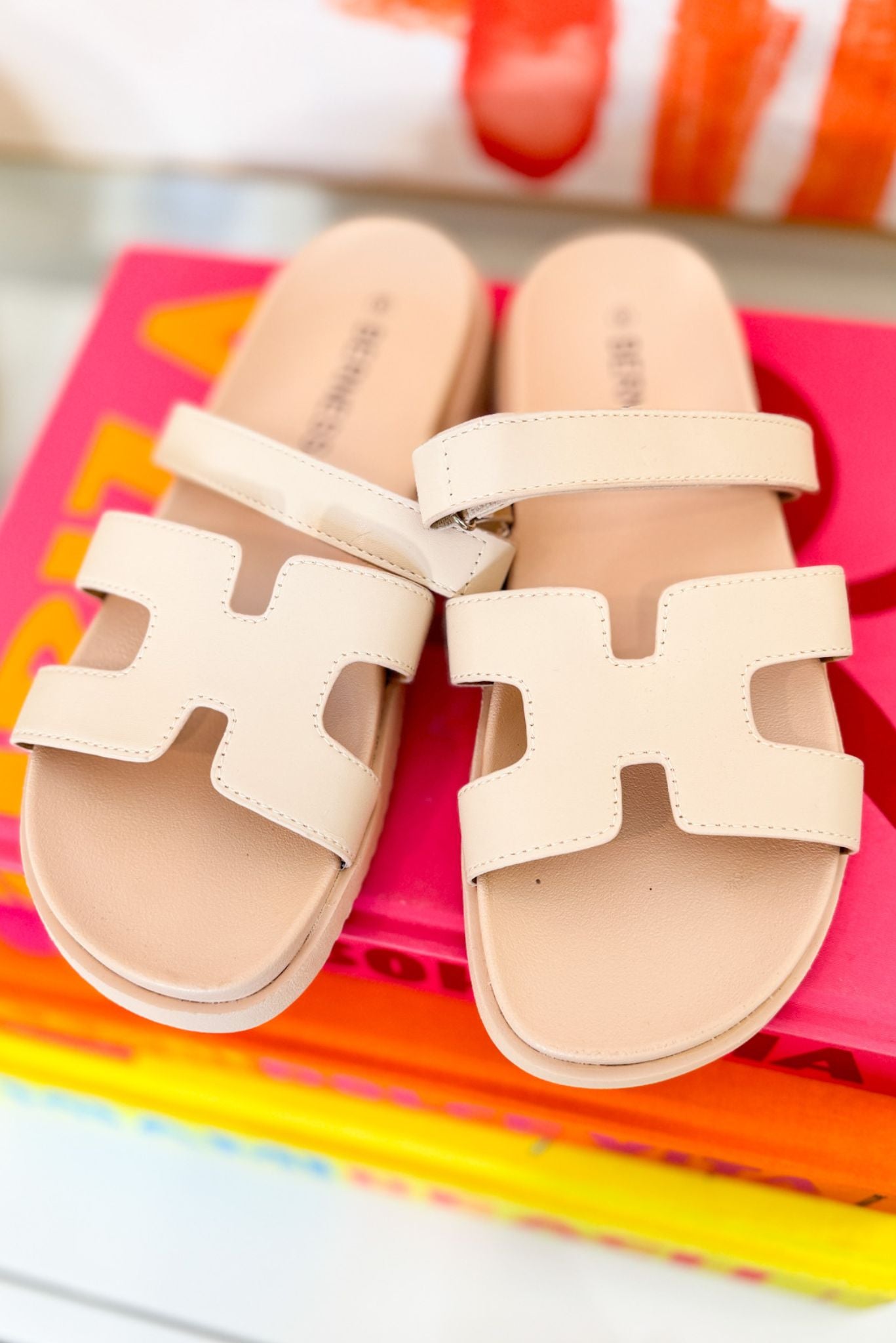 Beige Double Square Band Slide Sandals *FINAL SALE* *Final Sale*, shoes, sandals, designer inspired sandals, shop style your senses by mallory fitzsimmons