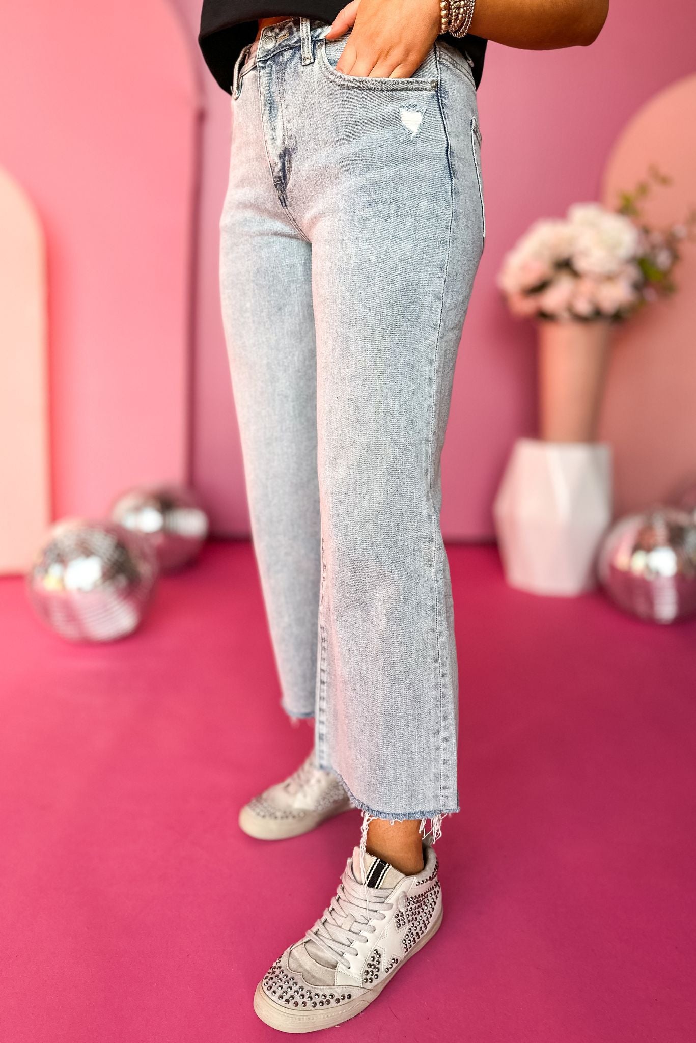 Mica High Rise Ankle Wide Leg Jeans