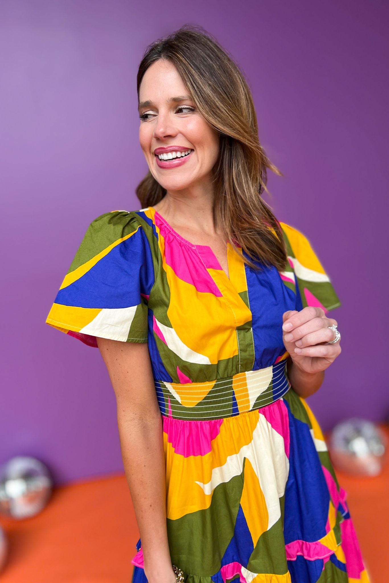 Khaki Multi Abstract Printed Poplin Tiered Maxi Dress, dress, multi abstract dress, printed dress, poplin dress, tiered dress, maxi dress, must have dress, elevated dress, elevated style, summer dress, summer style, Shop Style Your Senses by Mallory Fitzsimmons, SSYS by Mallory Fitzsimmons