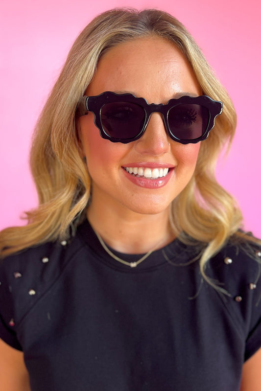 Black Scallop Sunglasses, accessory, sunglasses, must have sunglasses, elevated sunglasses, must have, shop style your senses by mallory fitzsimmons