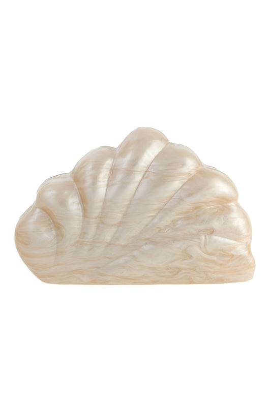 Beige Acrylic Shell Evening Clutch
