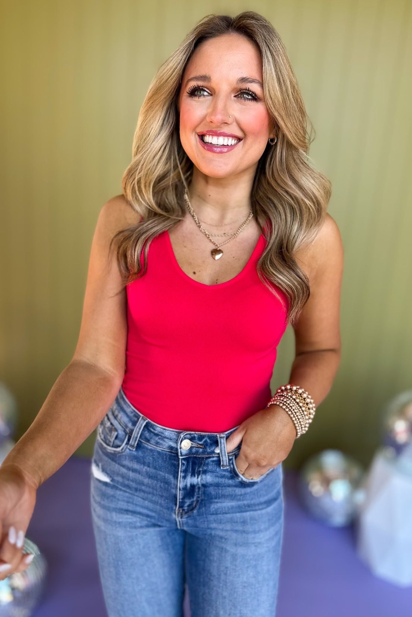 Magenta Seamless V Neck Tank *FINAL SALE* *Final Sale*, must have tank, basic tank, elevated basic, layering piece, must have basic, mom style, shop style your senses by mallory fitzsimmons, ssys by mallory fitzsimmons