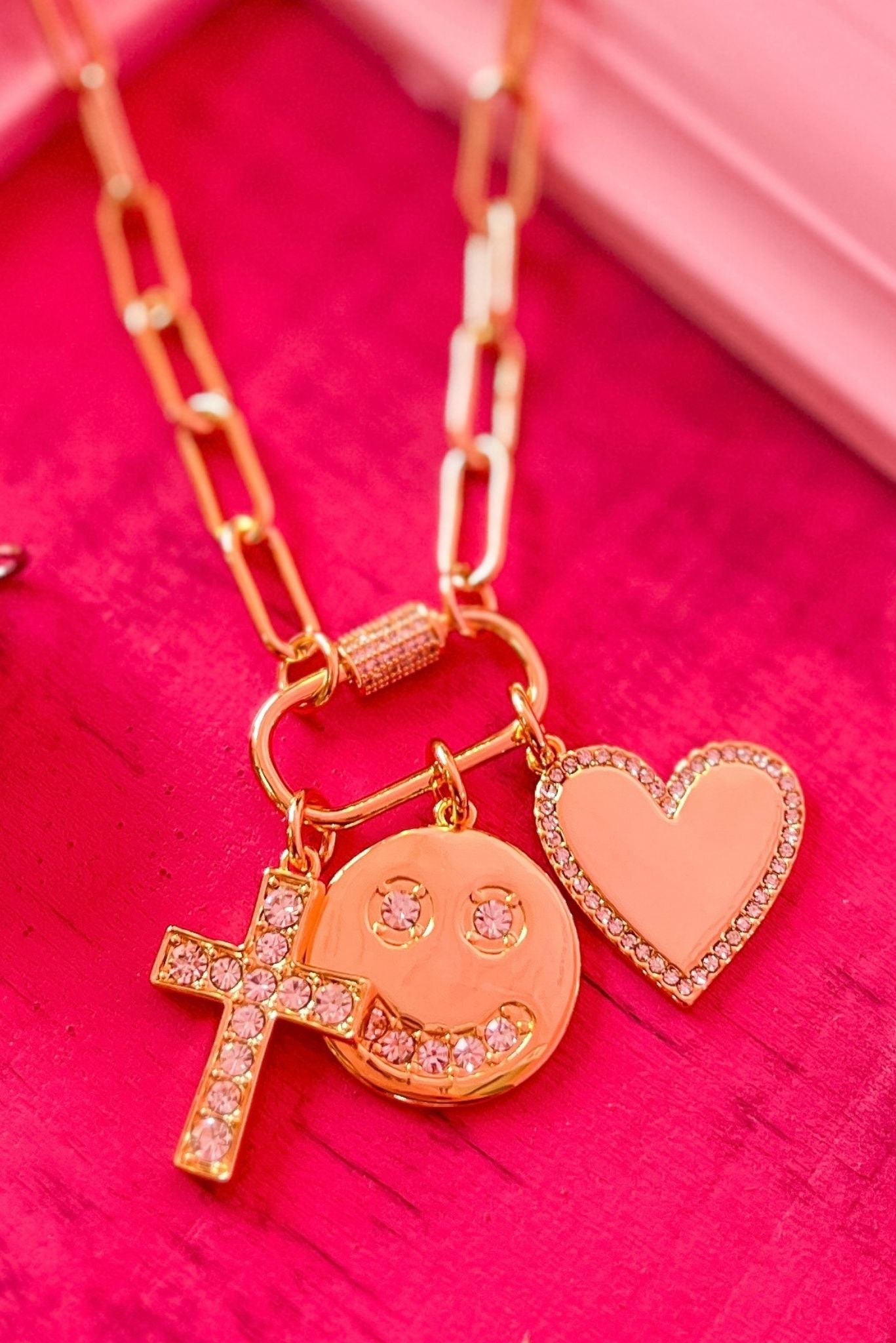 SSYS Scripture Smiley Charm, ssys the label, must have charm, must have charm necklace, elevated charm, elevated charm necklace, acessories, scripture charm, scripture, gift, mom style, shop style your senses by mallory fitzsimmons