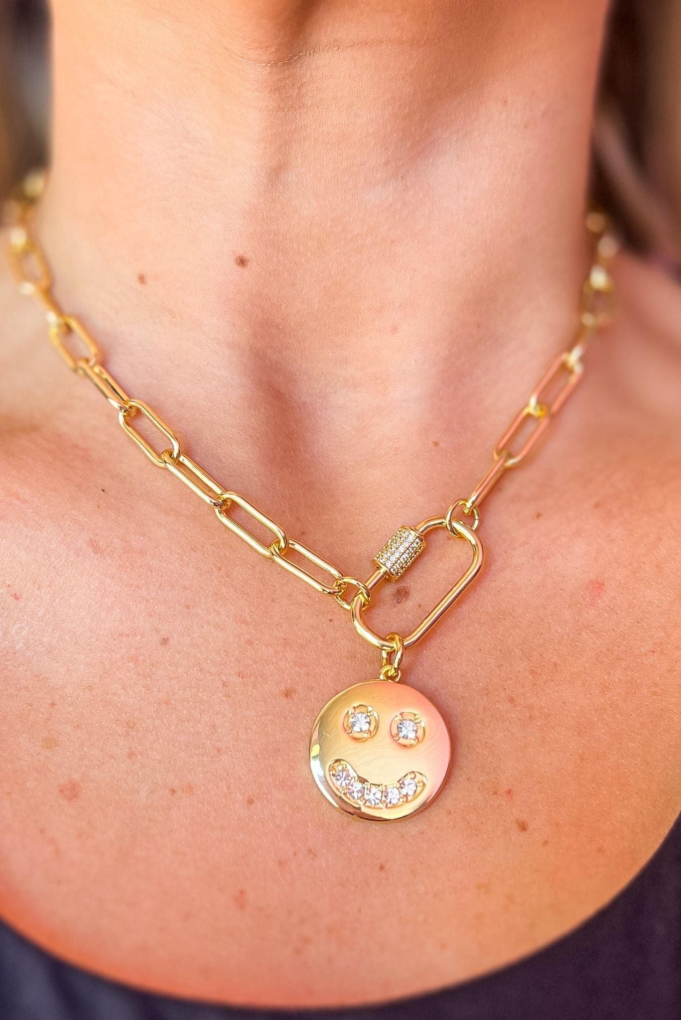 SSYS Scripture Smiley Charm, ssys the label, must have charm, must have charm necklace, elevated charm, elevated charm necklace, acessories, scripture charm, scripture, gift, mom style, shop style your senses by mallory fitzsimmons