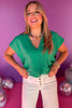 Kelly Green Split Neck Short Sleeve Top *FINAL SALE* *Final Sale*, must have top, must have style, office style, spring fashion, elevated style, elevated top, mom style, work top, shop style your senses by mallory fitzsimmons