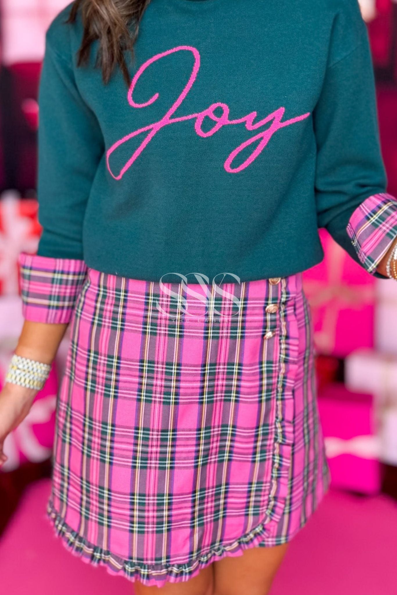 SSYS Melody Tartan Plaid Skort In Pink