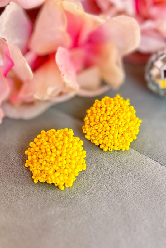 Yellow Bead Cluster Earring, accessory, earrings, yellow earrings, must have earrings, shop style your senses by mallory fitzsimmons