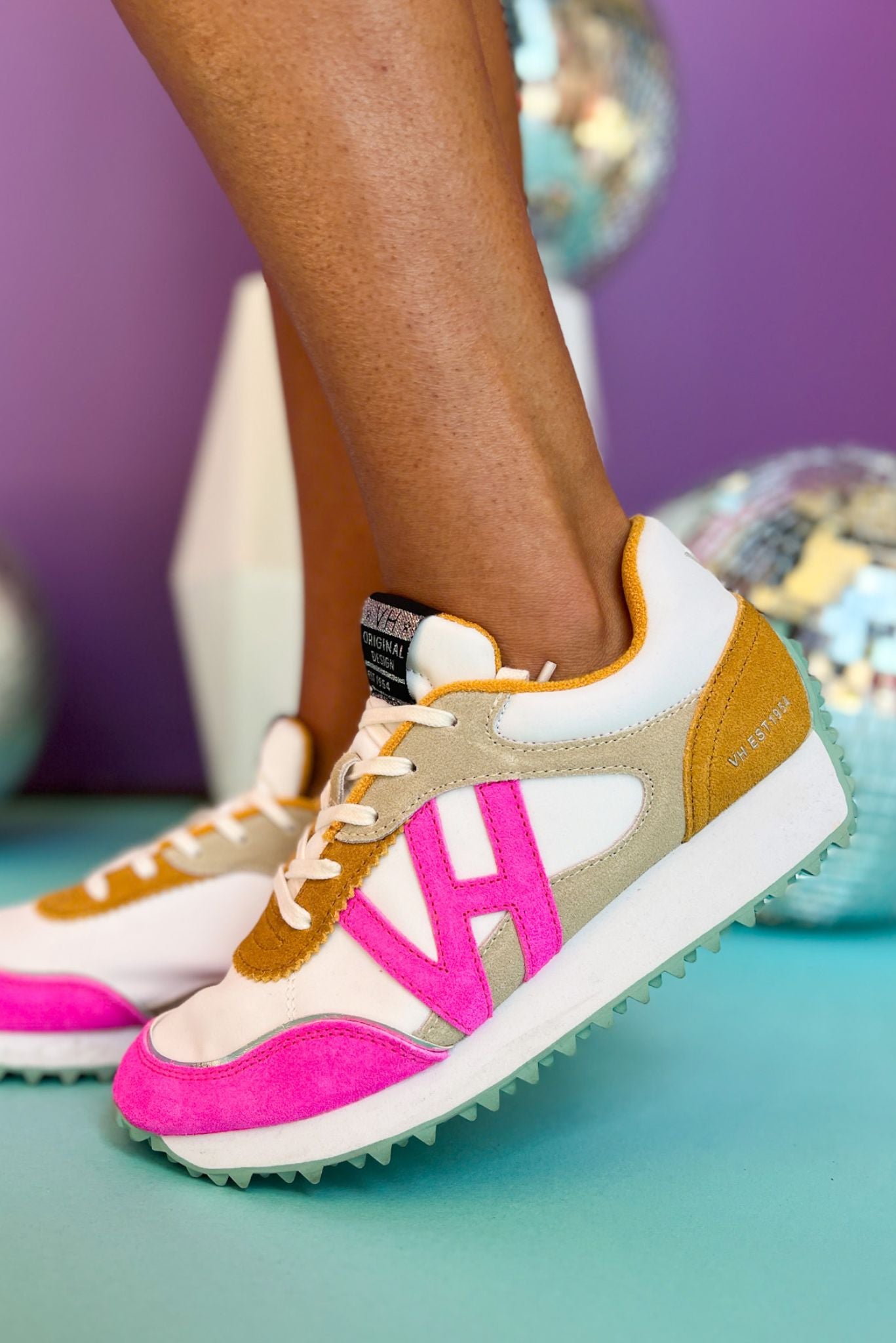 Vintage Havana Mustard Neon Pink Rubber Outsole Sneaker, shoes, sneakers, must have sneaker, vintage havana, mom style, shop style your senses by mallory fitzsimmons, ssys by mallory fitzsimmons