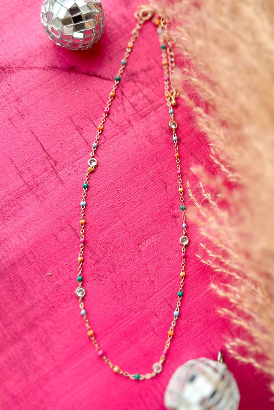 Multi Dainty Crystal Beaded Necklace, accessory, necklace, elevated necklace, must have style, shop style your senses by mallory fitzsimmons