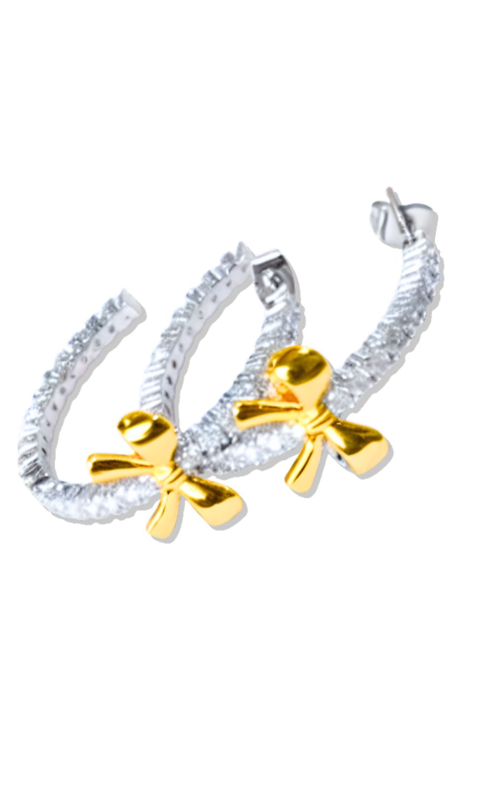 Gold Plated 1" Hoop Bow Earrings