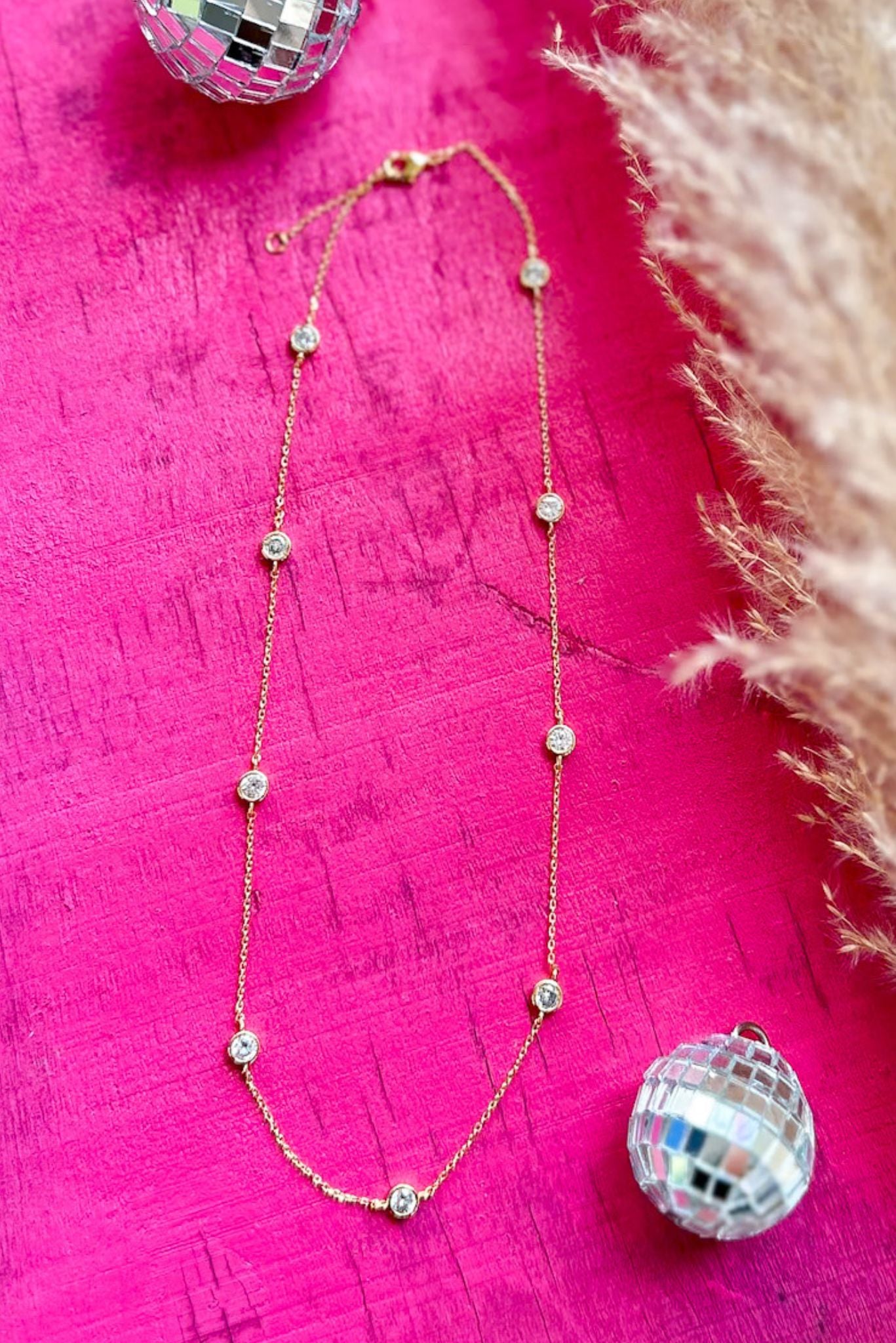 Gold Round Rhinestone Embellished Necklace, accessory, necklace, elevated necklace, must have necklace, everyday necklace, shop style your senses by mallory fitzsimmons