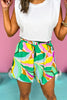Green Multi Abstract Elastic Waist Swing Shorts, printed shorts, must have shorts, elevated shorts, spring fashion, spring shorts, mom style, summer fashion, shop style your senses by Mallory Fitzsimmons, ssys by Mallory Fitzsimmons