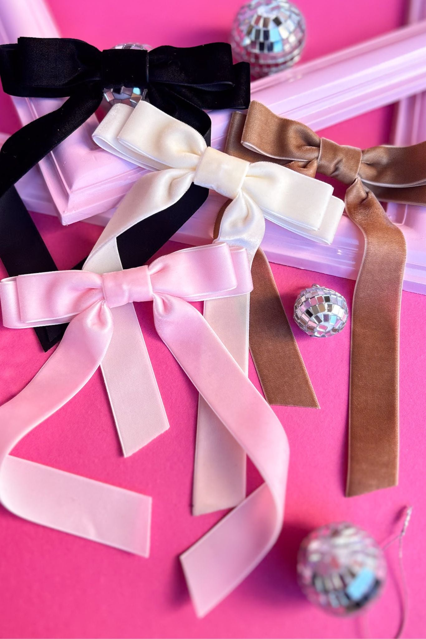 Pink Double Velvet Long Tail Bow, accessory, bow, velvet bow, must have bow, shop style your senses by mallory fitzsimmons