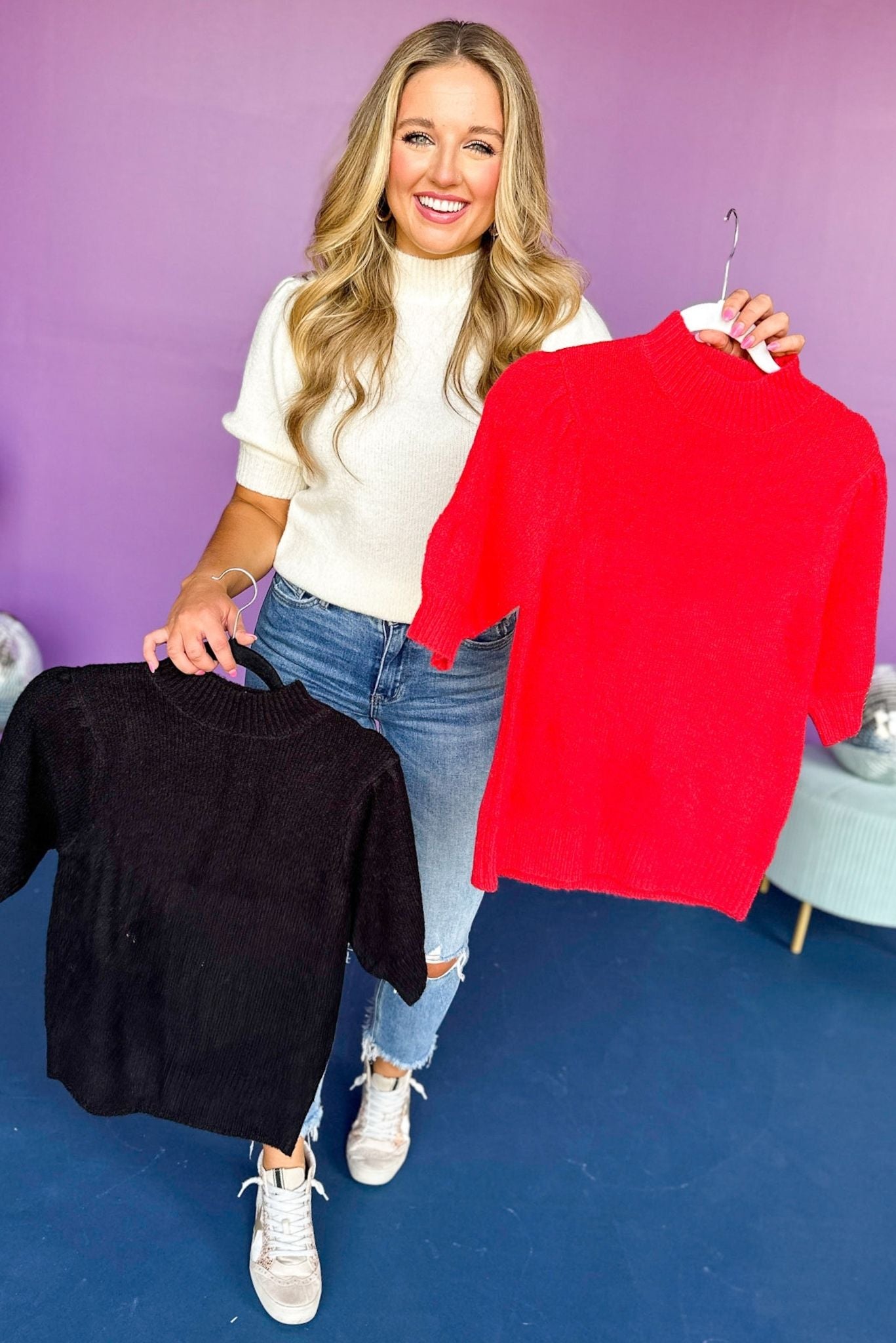 Black Puff Short Sleeve Sweater Top, elevated style, elevated sweater, short sleeve sweater, fall style, fall fashion, must have style, must have basic, fall basic, mom style, affordable fashion, shop style your senses by mallory fitzsimmons