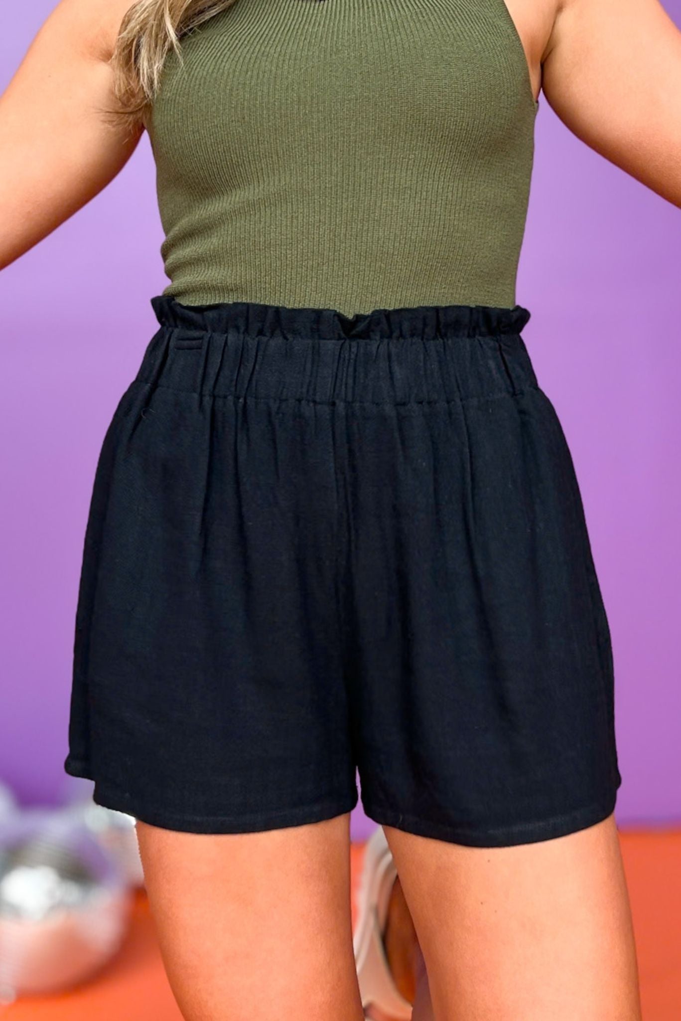 Black High Elastic Waist Shorts *FINAL SALE*, must have shorts, elevated shorts, spring fashion, spring shorts, mom style, summer fashion, shop style your senses by Mallory Fitzsimmons, ssys by Mallory Fitzsimmons