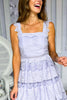Lavender Detailed Lace Shoulder Sleeveless Tiered Embroidery Midi Dress, spring dress, elevated dress, must have dress, mothers day dress, special occasion dress, spring style, summer style, church dress, mom style, shop style your senses by Mallory Fitzsimmons, ssys by Mallory Fitzsimmons Edit alt text
