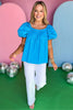 Blue Square Neckline Puff Sleeve Top, blue top, puff sleeve top, must have top, must have style, summer style, spring fashion, elevated style, elevated top, mom style, shop style your senses by mallory fitzsimmons, ssys by mallory fitzsimmons  Edit alt text