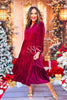 SSYS Snow Velvet Rhinestone Collar Maxi Dress In Maroon