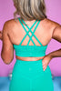 SSYS Grass Green Butter Criss Cross Back Sports Bra, Spring athleisure, athleisure, elevated athleisure, must have sports bra, athletic sports bra, athletic style, mom style, shop style your senses by mallory fitzsimmons, ssys by mallory fitzsimmons