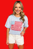 Blue Drop Shoulder Natural Hem Short Sleeve American Flag Top, t-shirt, must have tee, elevated tee, Fourth of July style, must have style, patriotic style, summer style, summer top, ssys by MALLORY FITZSIMMONS