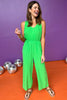  Green Sleeveless V Neck Straight Leg Jumpsuit *FINAL SALE*, Saturday steal, must have jumpsuit, must have style, summer style, spring fashion, elevated style, elevated jumpsuit, mom style, shop style your senses by mallory fitzsimmons, ssys by mallory fitzsimmons