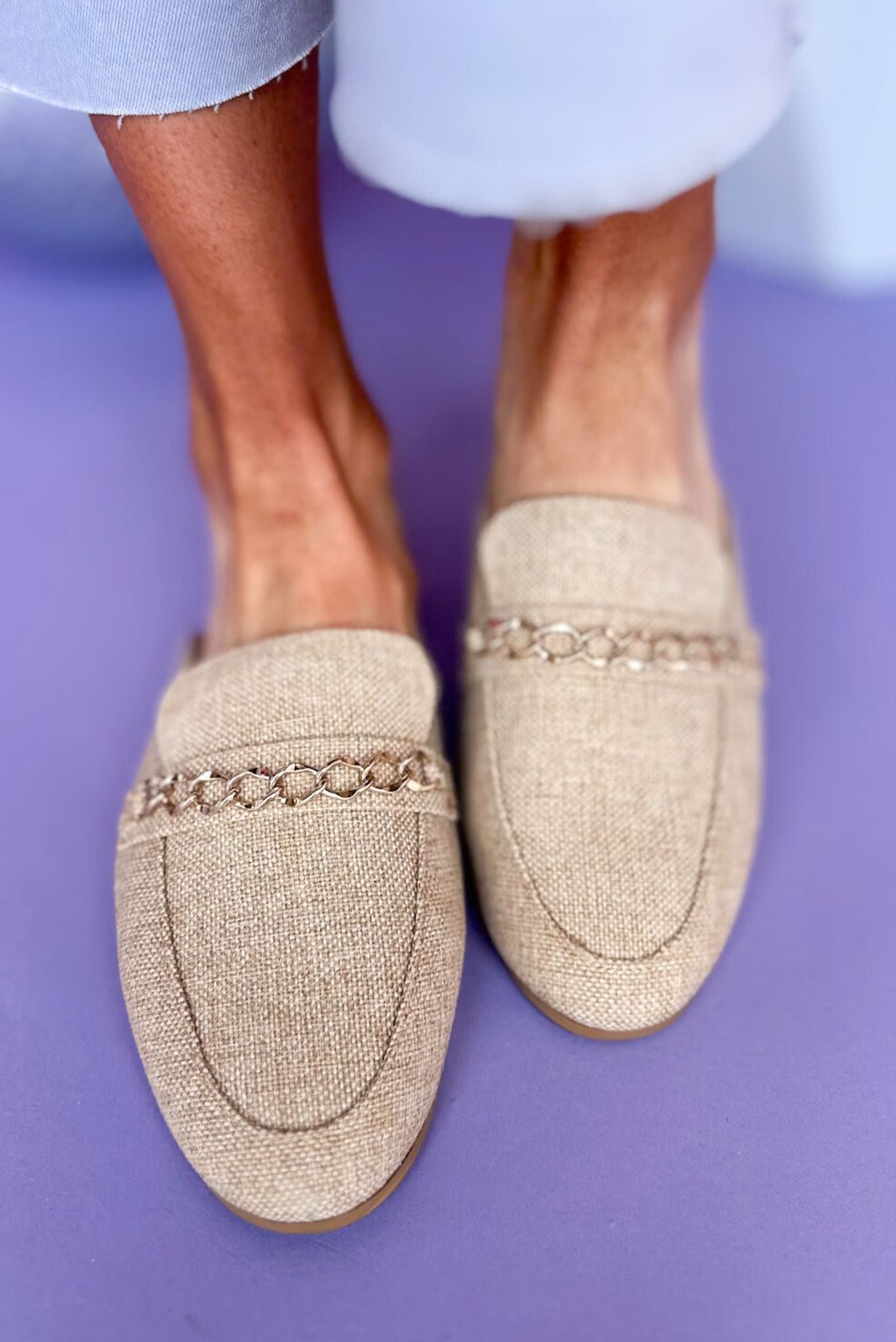 Natural Fabric Gold Top Chain Mule, shoes, mules, must have mules, elevated style, shop style your senses by mallory fitzsimmons, ssys by mallory fitzsimmons