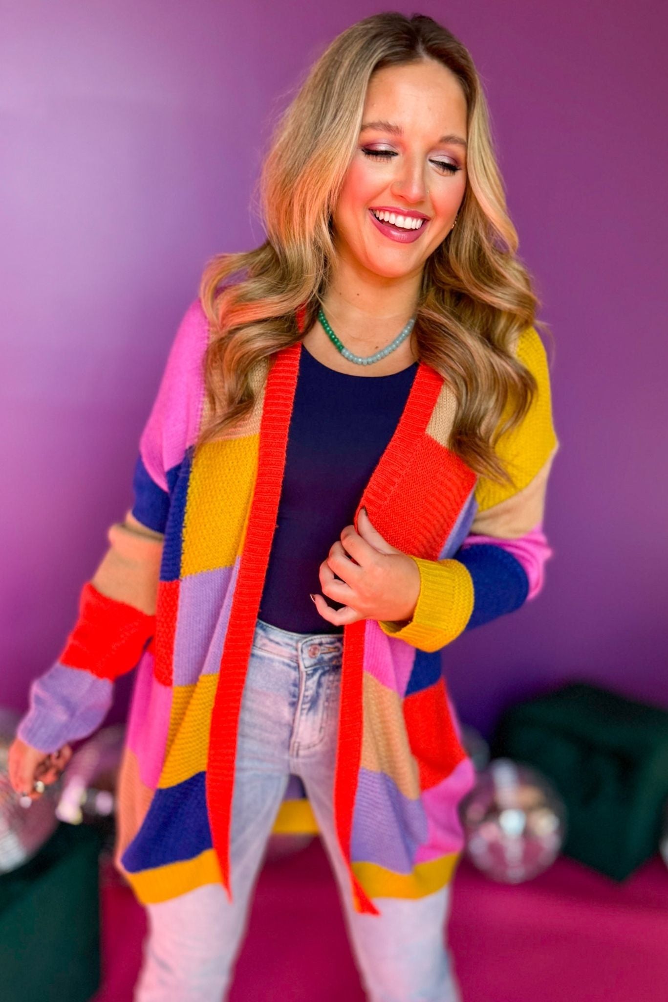 Orange Multi Patch Long Sleeve Cardigan, must have cardigan, must have style, elevated cardigan, elevated style, winter style, winter cardigan, winter collection, shop style your senses by mallory fitzsimmons