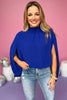 Royal Blue Textured High Neck Cape Top, must have top, must have style, brunch style, church style, spring fashion, elevated style, elevated top, mom style, shop style your senses by mallory fitzsimmons, ssys by mallory fitzsimmons