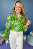 Kelly Green Floral Printed Split Neck Ruffle Detail Top, must have top, must have style, office style, spring fashion, elevated style, elevated top, mom style, work top, shop style your senses by mallory fitzsimmons