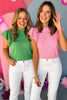 Pink Knit Crew Neck Ruffled Shoulder Top, knit top, must have top, must have style, office style, spring fashion, elevated style, elevated top, mom style, work top, shop style your senses by mallory fitzsimmons