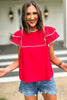 SSYS The Lyla Lace Trim Top In Red, ssys top, ssys the label, elevated top, must have top, Fourth of July collection, must have style, mom style, summer style, shop style your senses by MALLORY FITZSIMMONS, ssys by MALLORY FITZSIMMONS