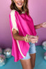 Fuchsia Contrast Band Boat Neck Top, must have top, must have style, summer style, spring fashion, elevated style, elevated top, mom style, shop style your senses by mallory fitzsimmons, ssys by mallory fitzsimmons