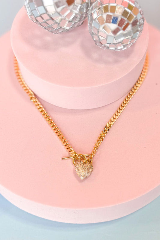 Gold Curb Chain Toggle Heart Necklace, accessory, necklace, dainty accessory, dainty necklace, gold accessory, gold necklace, curb chain necklace, gold curb chain necklace, toggle heart necklace, gold toggle heart necklace, must have accessory, must have necklace, elevated accessory, elevated necklace, elevated style, elevated styling, Shop Style Your Senses by Mallory Fitzsimmons, SSYS by Mallory Fitzsimmons